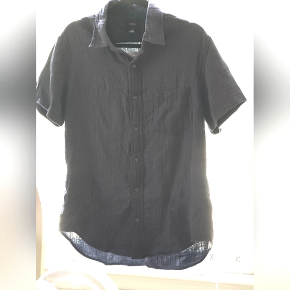 J.Crew Men’s Navy Short Sleeve Button-Up Shirt Gauze Cotton Size M NWT - Picture 1 of 8